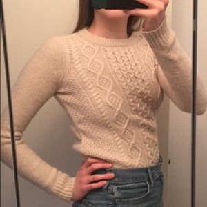 J. Crew beige cable knit sweater merino wool